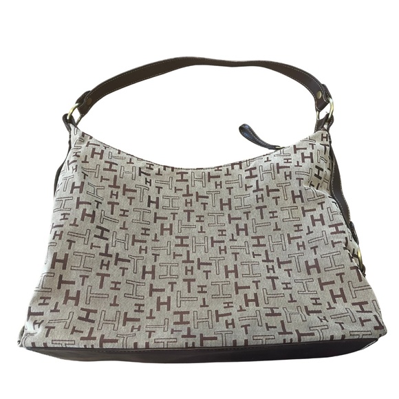 Tommy Hilfiger Handbags - Tommy Hilfiger Logo Shoulder Bag – Cloth with Leather Trim 👜✨